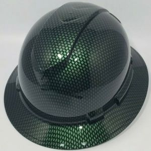 New Full Brim Hard Hat Custom Hydro Dipped GREEN CANDY CARBON FIBER